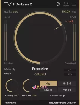 Techivation T-De-Esser 2 v1.0.0 VST VST3 AU AAX WiN MAC-康灵博客